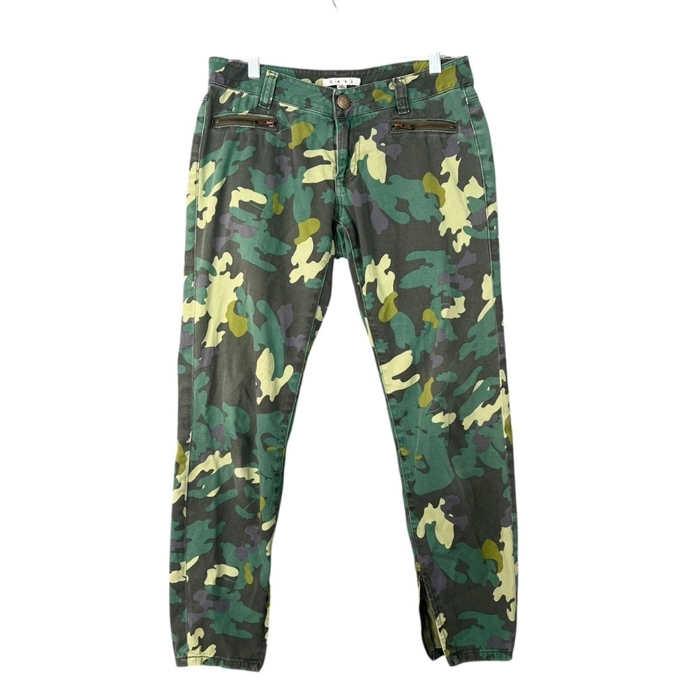 CAbi Camo Low Rise Skinny Ankle Zip Pants Size 0